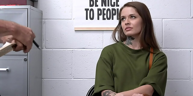 brunette,busty,caught,mature,milf,mom,office,police,sex,shoplyfter,stepmom,tattooed,uniform